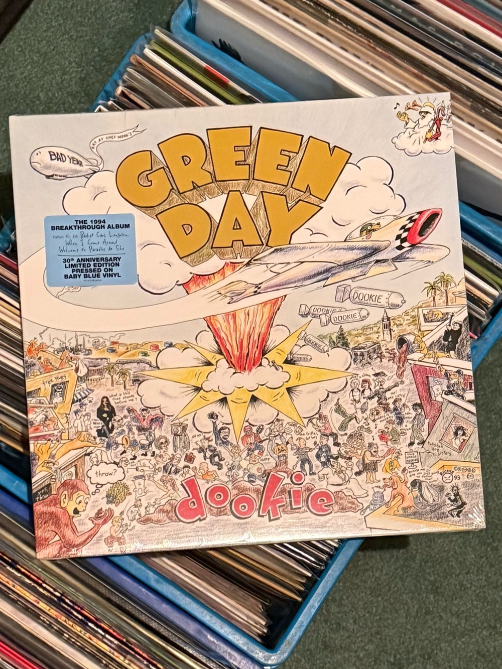 Dookie Vinyl Album - White Cover with Yellow & Red Artwork